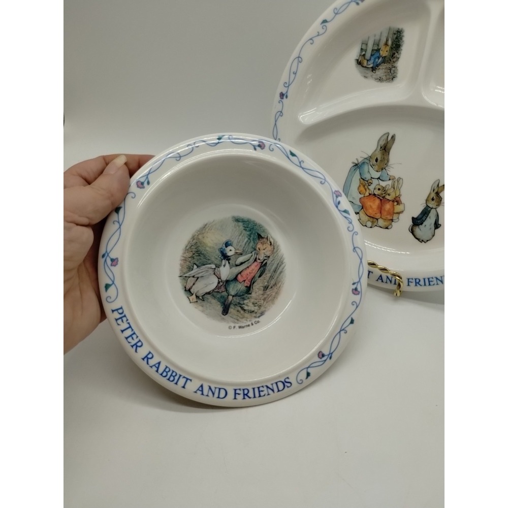 Vintage Eden Melamine Peter Rabbit And Friends Divided Plate & Bowl Child's - Picture 2 of 9